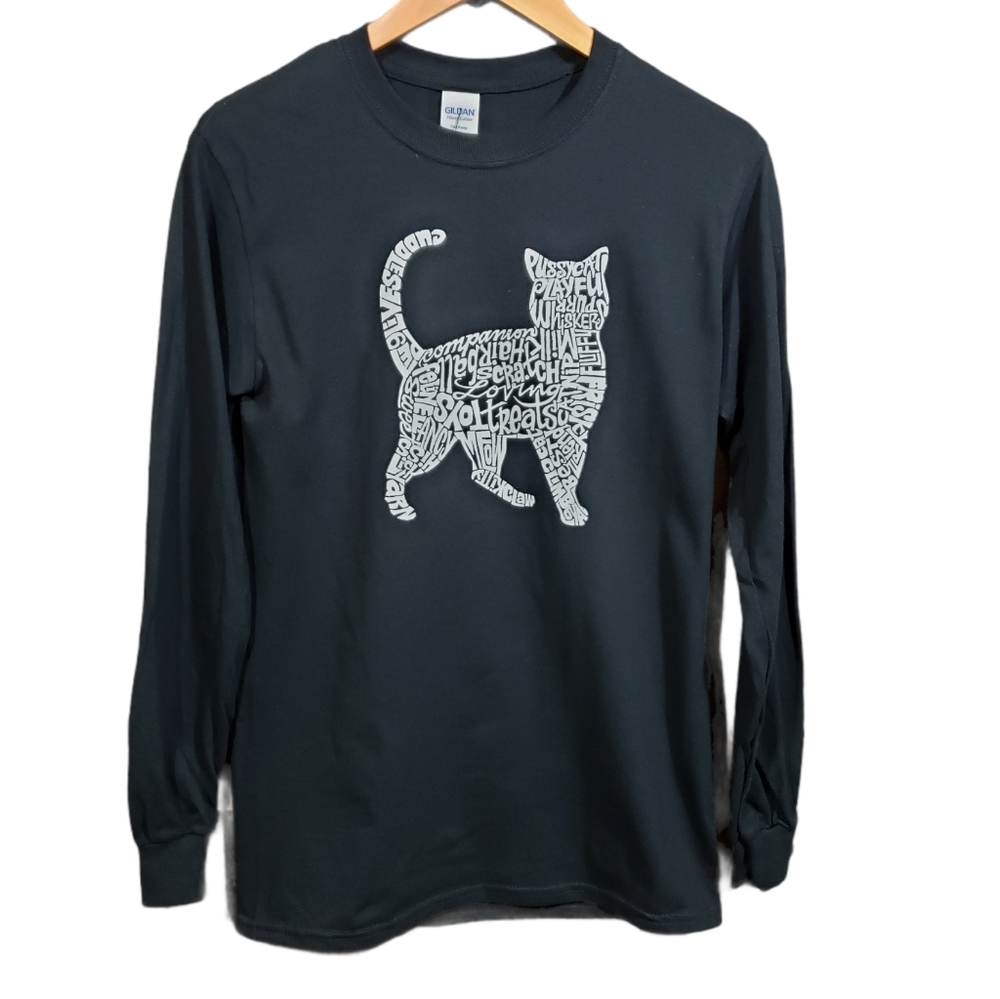 LA Pop Art long sleeve cat‎ shirt made of words